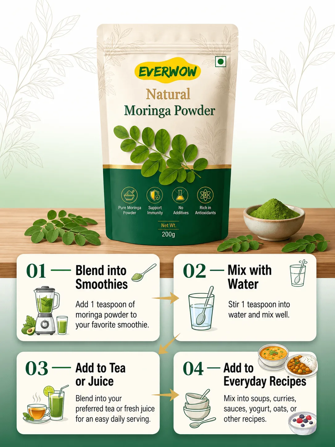 how to use everwow natural moringa powder daily how to use everwow natural moringa powder daily